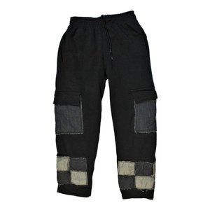 Denim Patched Black Sweatpants